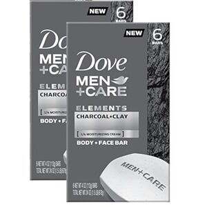 2 Pks Dove Men Care Charcoal Clay Body Face Bar Soap Moisturizing cream 12 Bars